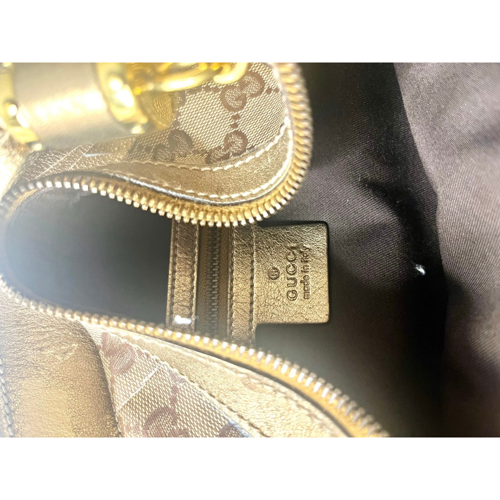 Gucci GG Signature and Studded Metallic Leather Babouska Hobo Bag. - Picture 14 of 14